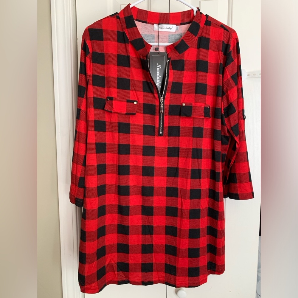 Buffalo Plaid Tunic, 2XL NWT